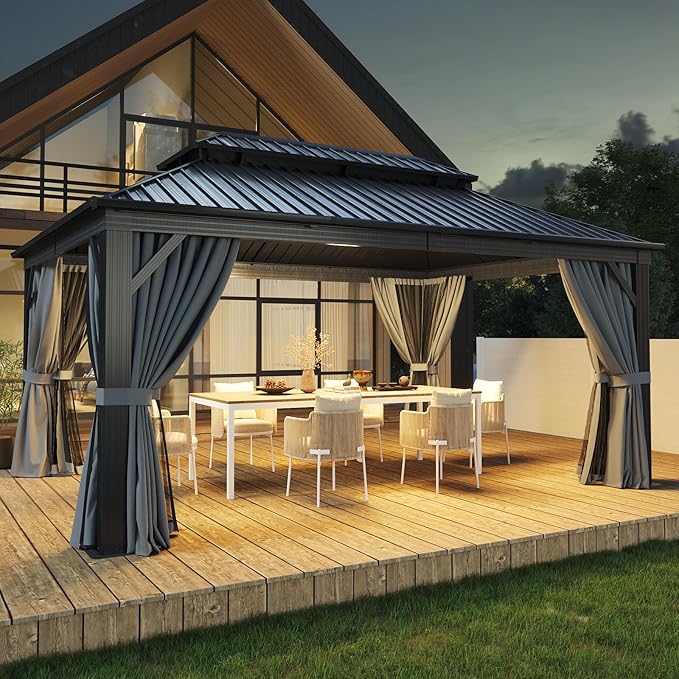 Aoxun 12FT X 16FT Hardtop Gazebo, Outdoor Pergolas by Aoxun