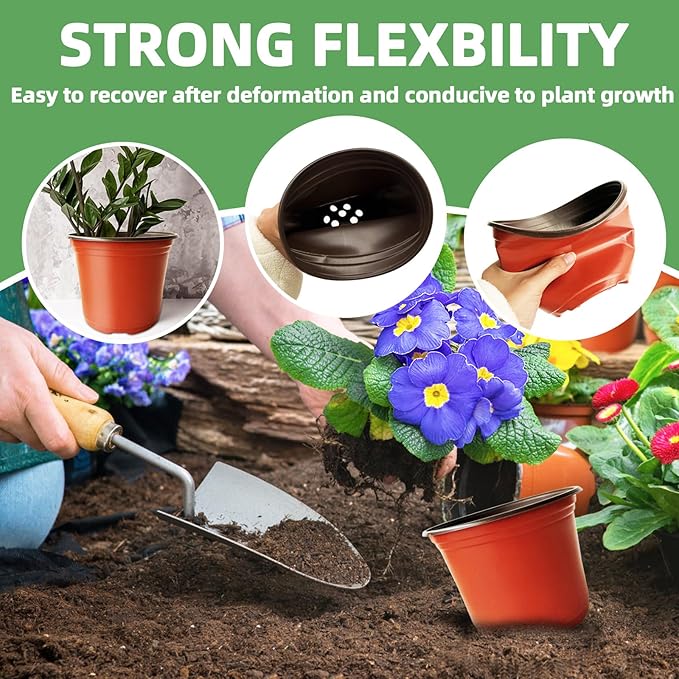 100 Pcs Plant Nursery Pots, 6 Inch Thicker Plastic Seedling Pots - Image 3