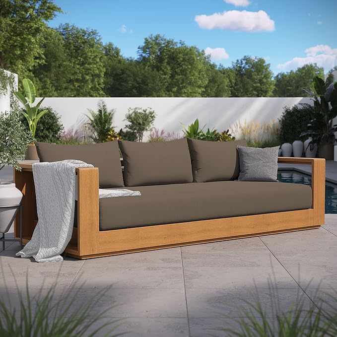 Modway Tahoe Acacia Wood Outdoor Patio Sofa in Natural Cocoa by Modway