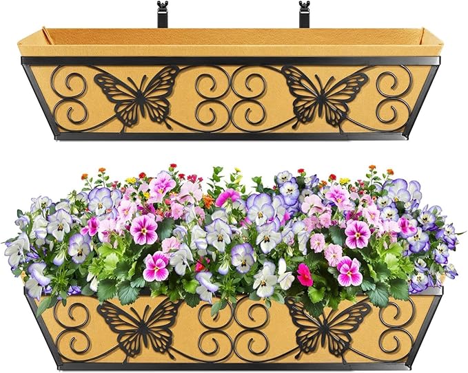 2 Pack 24 Inch Window Boxes Planters Railing Planter Box - Image 5