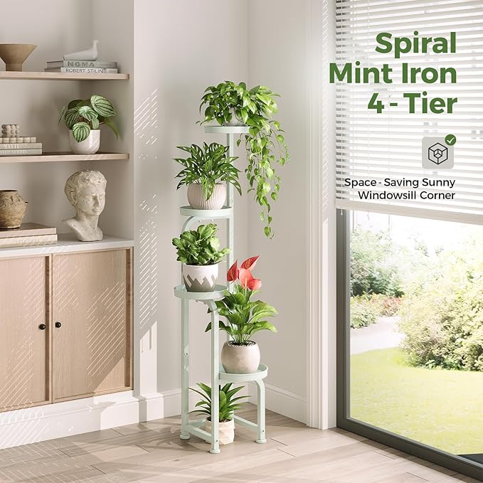 Bamworld Corner Plant Stand Indoor Outdoor, Tall Metal Flower Pot Stands - Image 3