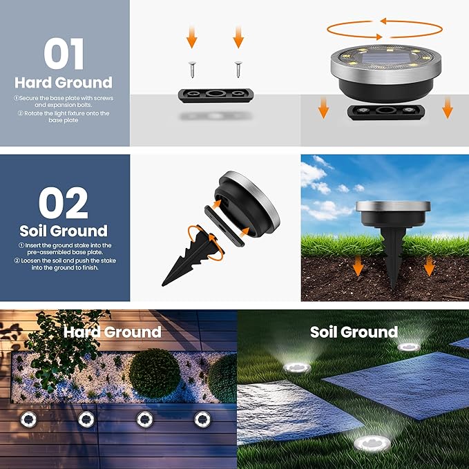 SOLPEX 16 Pack Solar Ground Lights Outdoor Waterproof, Solar Powered Pathway - Image 4