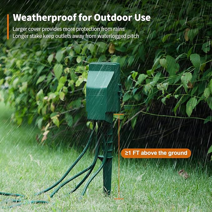 SURAIELEC Outdoor Power Stake, 7-Day Programmable Digital Timer, Power Strip - Image 5