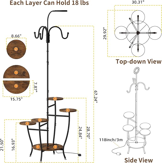 Plant Stand Indoor with Grow Light - Image 6