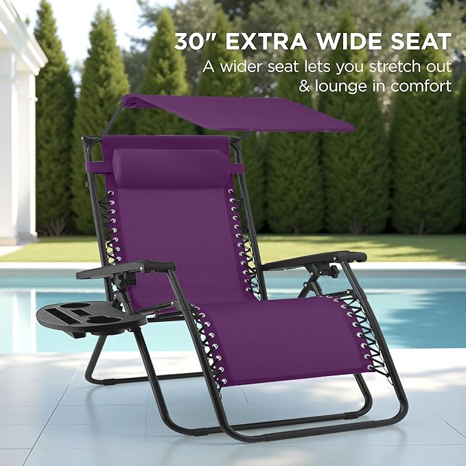 Best Choice Products 30” Wide Folding Zero Gravity Outdoor Recliner Patio - Image 3