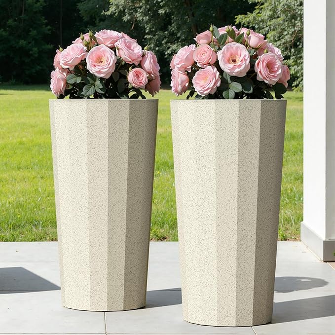 23.6" Tall Outdoor Planters Set of 2, Large Planters by Outdoorchairs