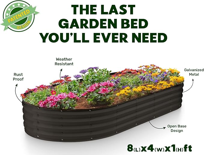 Plant & Plot Galvanized Raised Garden Beds Outdoor // 8×4×1 ft Planter Raised - Image 5