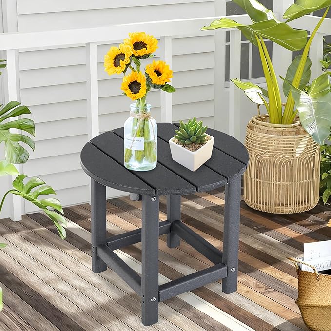 LZRS Round Adirondack Patio Side Table End Table, Outdoor Side Tables - Image 6
