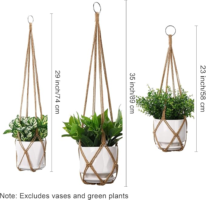 YIBOT 3 Pack Macrame Plant Hanger Indoor Hanging Planter Basket - Image 3