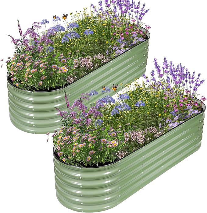 Galvanized Raised Garden Bed Outdoor- 2 Pcs Raised Beds by Permade