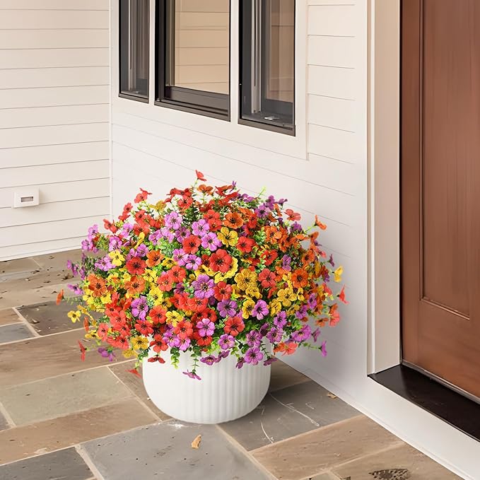 Artificial Flowers Faux Plants Outdoor Fake Flowers Spring Decor, 12 Bundles - Image 6