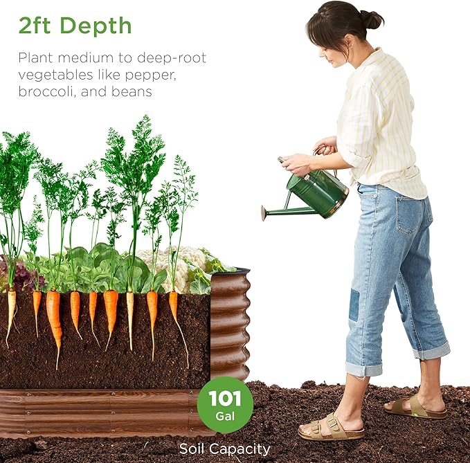 Best Choice Products 4x2x2ft Outdoor Metal Raised Garden Bed, Oval Deep Root - Image 2