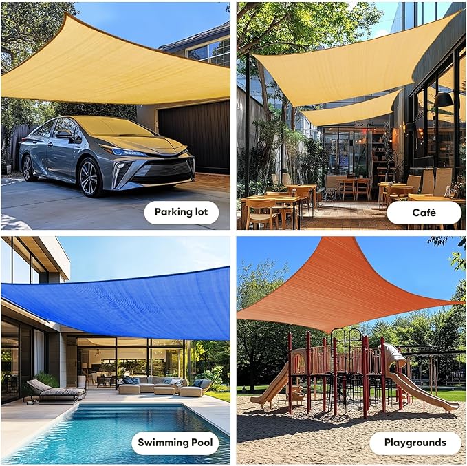 Quictent 12x16ft Rectangular Sun Shade Sail 185G HDPE Canopy 98% UV Block - Image 3