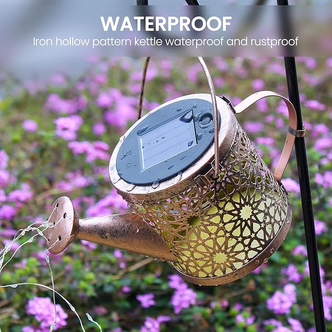 Solar Lights Outdoor Decorative, 2 Pack Metal Solar Watering Can Lights - Image 6