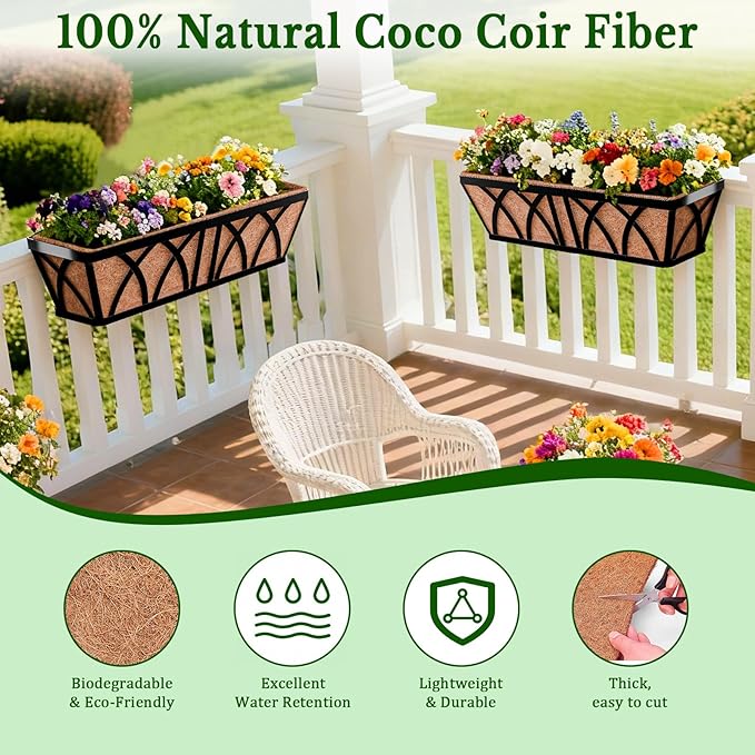 Halatool 2 Pack 30 Inch Window Box Liners Pre-Formed Trough Coconut Liner - Image 3
