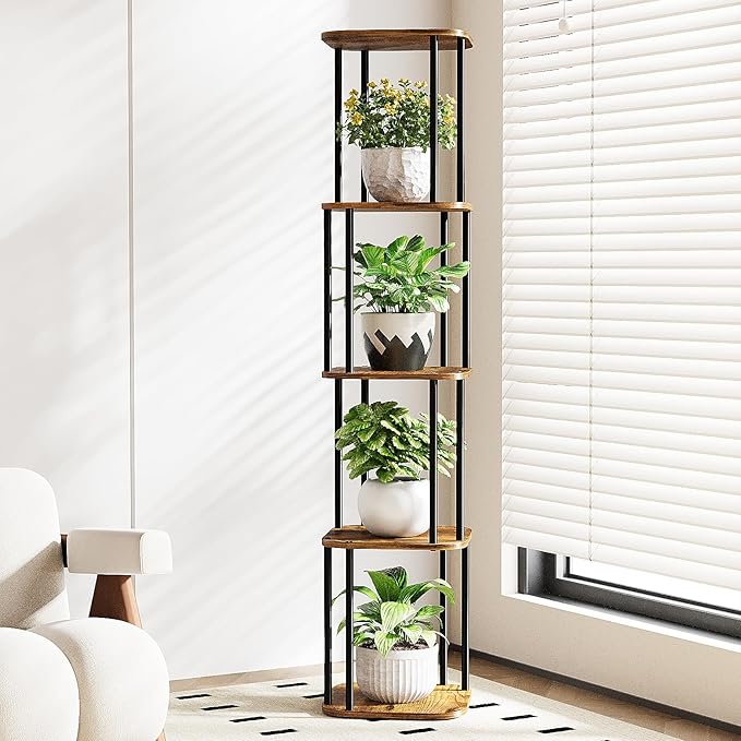 Bamworld Tall Plant Stand Indoor, Corner Plant Shelf by Bamworld