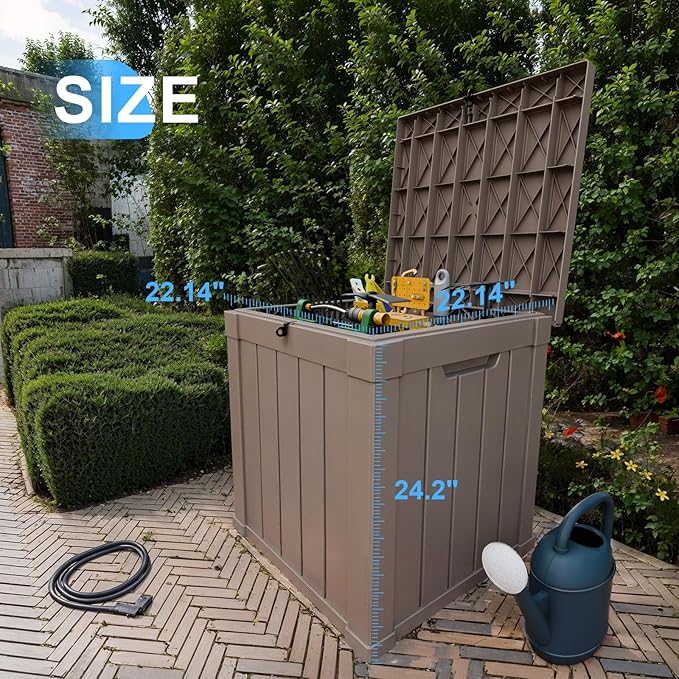 50 Gallon Waterproof Outdoor Storage Box, Resin Deck Box, Lockable Outside - Image 2