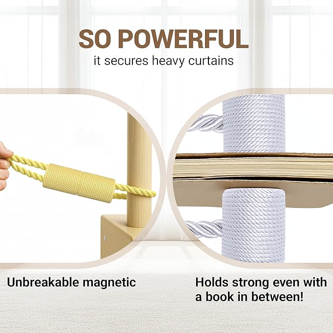 Hion Magnetic Curtain Tiebacks Golden 6 Pack, Curtain Tiebacks Buckles - Image 5