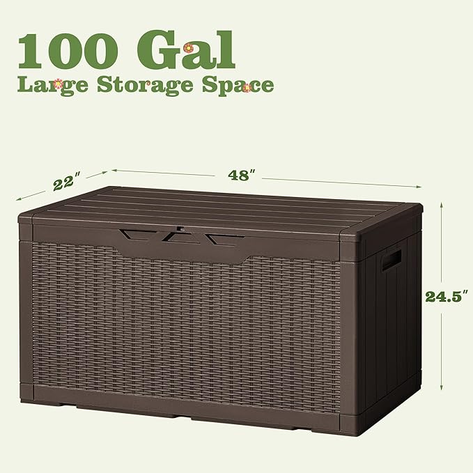 Flamaker Outdoor Storage Box 100 Gallon Waterproof Resin Deck Box Delivery - Image 5