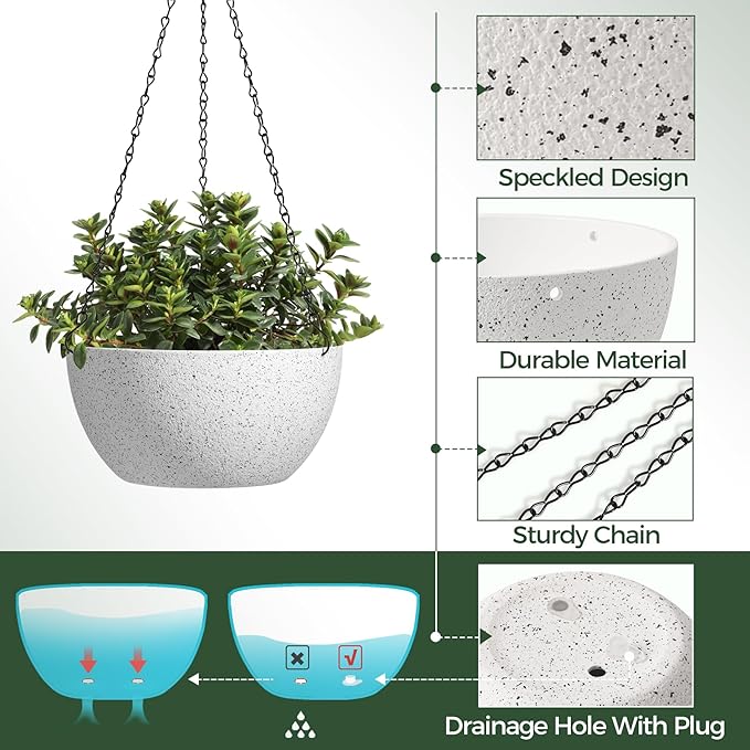 T4U 8 Inch Hanging Planters for Indoor Plants, 2 Pack Hanging Planter, Hanging - Image 2