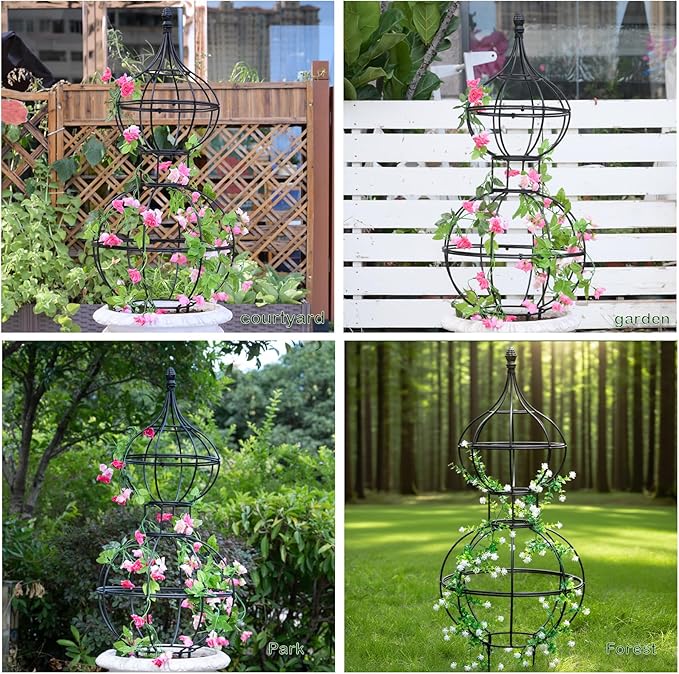 47"x17" Metal Obelisk Trellis for Climbing Plants | Unique Outdoor Support for - Image 6