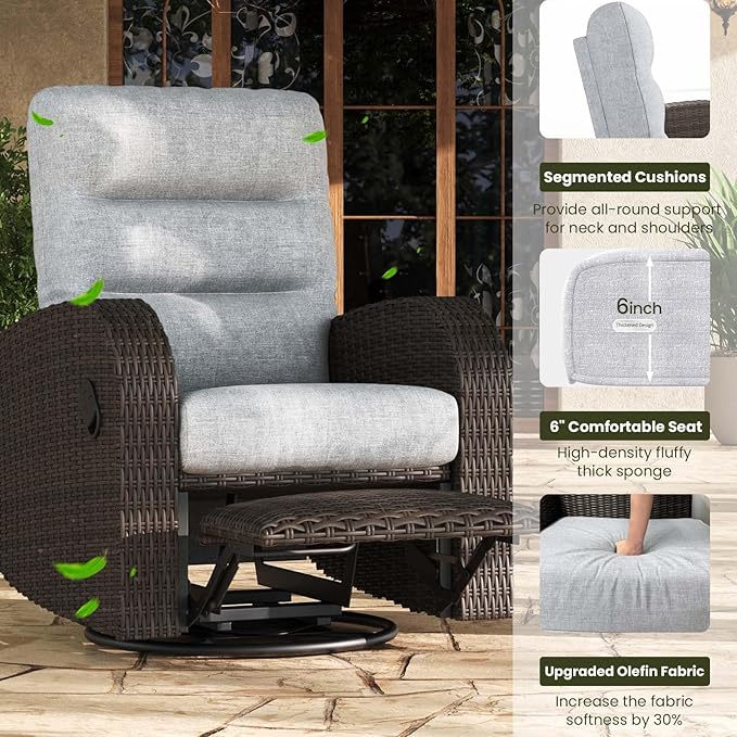 LayinSun Oversized Wicker Outdoor Swivel Glider Recliner - Image 4