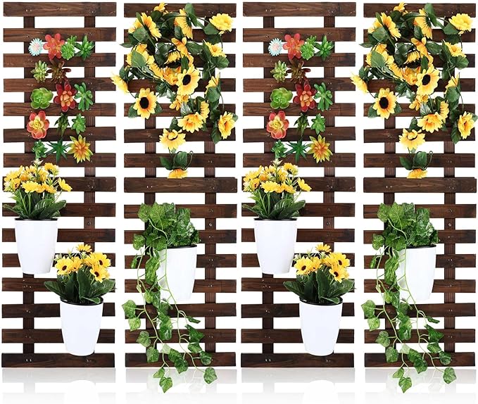 Weysat 4 Pcs Wall Planter Wooden Orchid Hanging Planter by Weysat