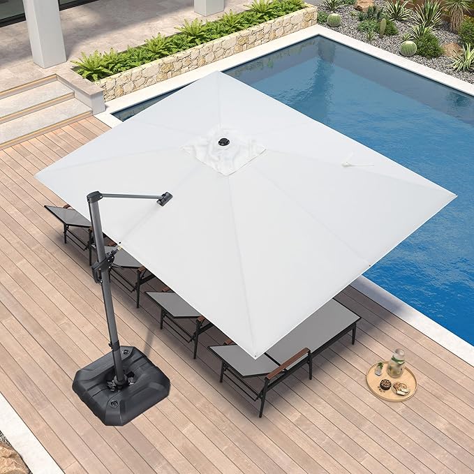 PURPLE LEAF 9' X 11.5' Patio Umbrella Outdoor Cantilever Rectangle Umbrella by PURPLELEAF