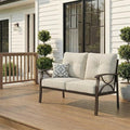 RoyalCraft Patio Loveseat, All-Weather Outdoor 2 Seats Sofa Couch, Khaki Metal by Bringyoubetterlife
