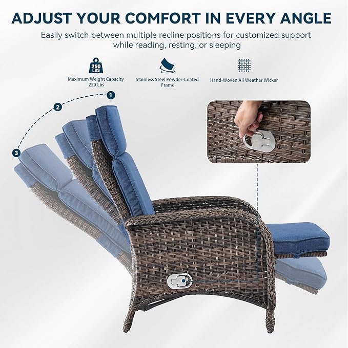 Zero Gravity Wicker Patio Recliner Chairs Set of 2 - Image 6