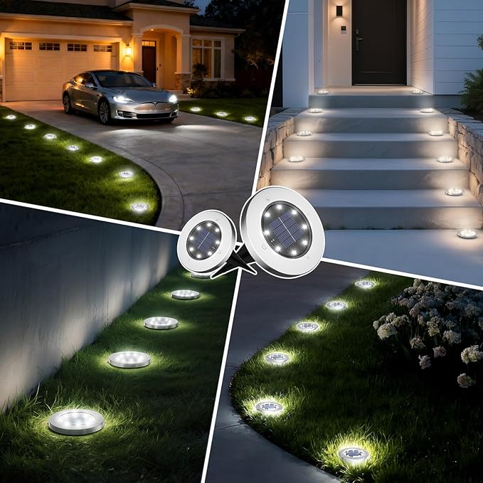 INCX 4.6 inch Solar Lights Outdoor Waterproof, 12 Pack Solar Lights - Image 7