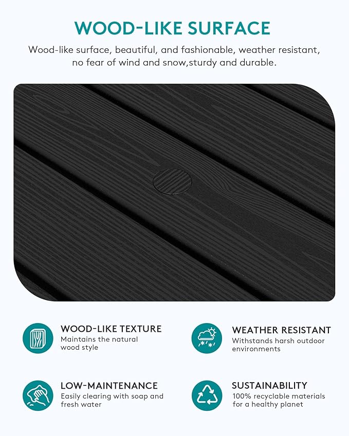 SERWALL Outdoor Coffee Table, HDPE Patio Coffee Table - Image 7