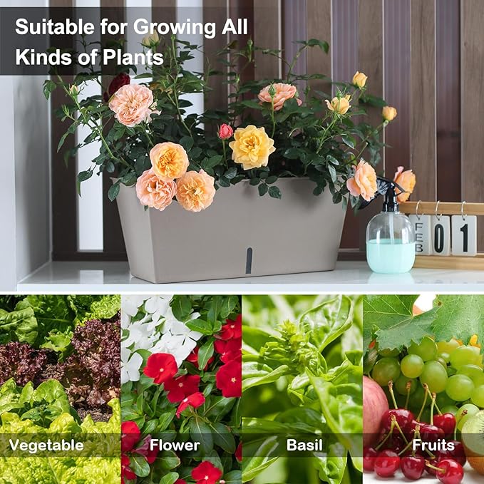 Window Box Planter 6 Pcs, 12.6 Inches Self Watering Rectangle Flower Plant Pots - Image 6