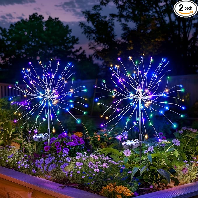 Solar Garden Lights Outdoor Decor: Fireworks Light Waterproof by BOMFLORE