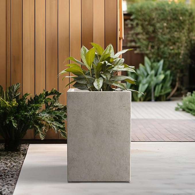 Kante 15.7" H Tall Rectangular Concrete Planters, Outdoor Indoor Lightweight - Image 3