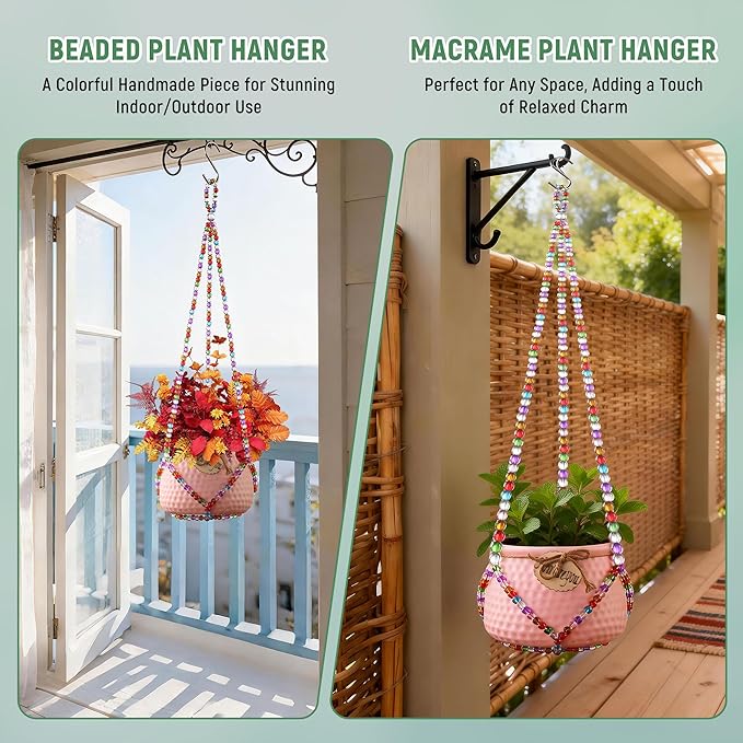 1Pack Glass Beaded Plant Hanger Indoor, Rainbows Hanging Planters - Image 6