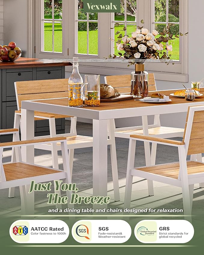 5-Piece Outdoor Dining Set, Aluminum Dining Table Set - Image 5