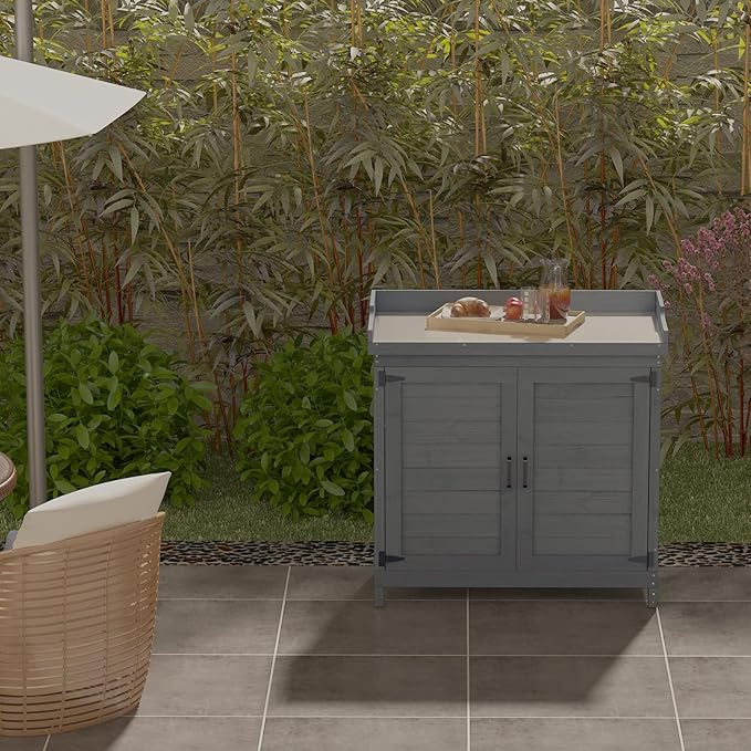 Outdoor Garden Patio Wooden Storage Cabinet Furniture Waterproof Tool Shed - Image 3