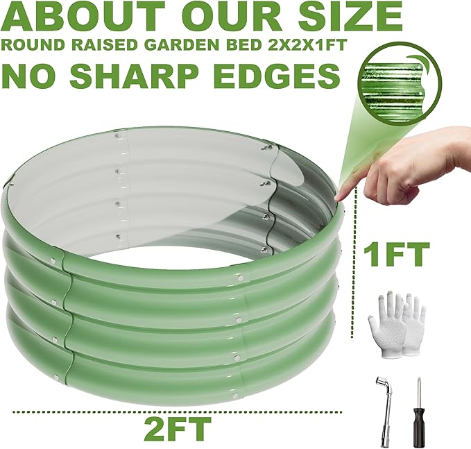 2Pcs 2X2X1ft Round Raised Garden Bed Kit, Galvanized Raised Garden Beds Outdoor - Image 4