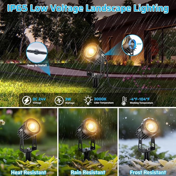 All-in-One Low Voltage Landscape Lighting Kit, 8 Pack Landscape Lights - Image 3