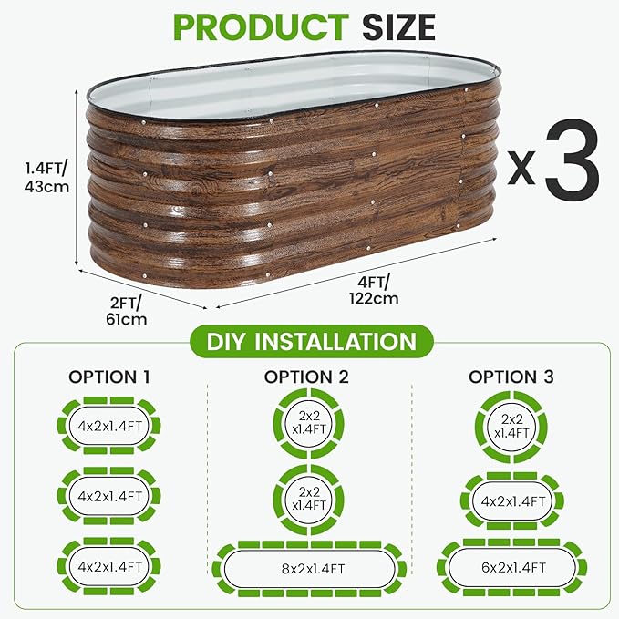 Galvanized Raised Garden Bed Outdoor |17'' Tall Planter Box Outdoor - Image 6