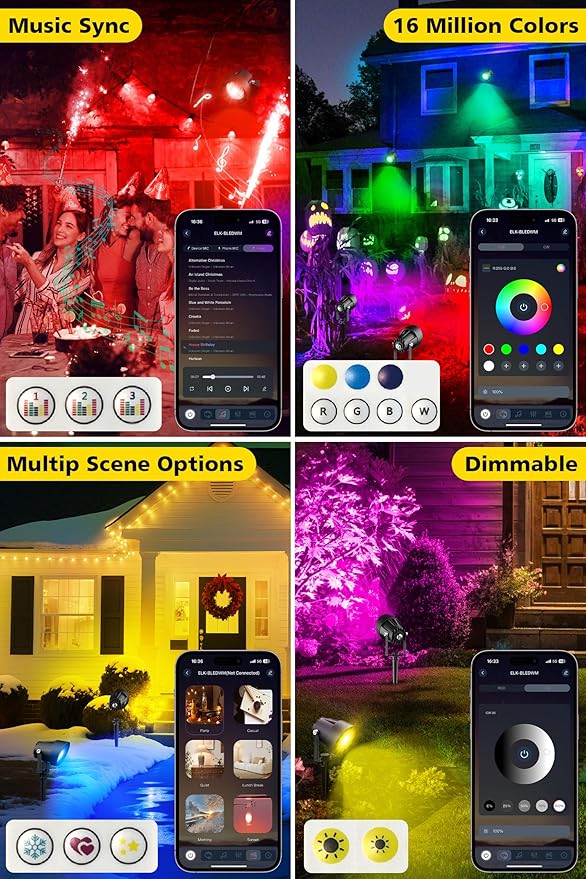 T-SUN Smart Color Changing Landscape Lights, RGBW Spotlights Outdoor - Image 5