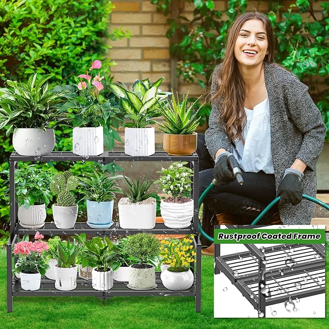 3 Tier Stair Style Metal Plant Stand - Image 5
