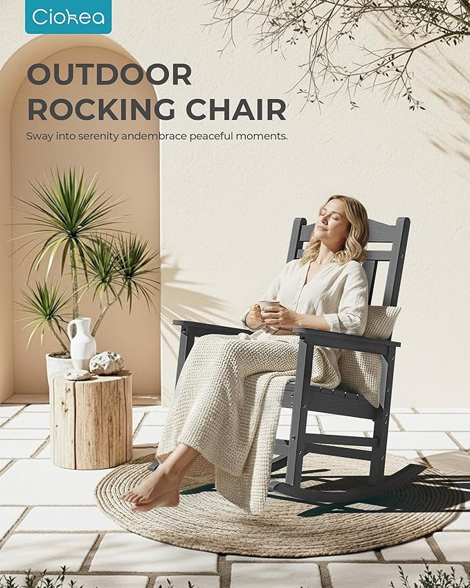 Ciokea Oversized Outdoor Rocking Chairs Set of 4, 380lbs Heavy-Duty Large Patio - Image 8