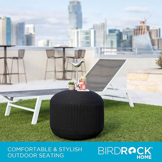 BIRDROCK HOME Outdoor Pouf Ottoman | Hand Woven Waterproof Foot Stool - Image 5
