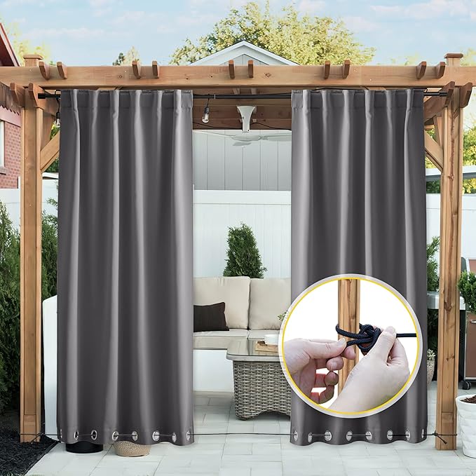 NICETOWN 2 Panels Outdoor Curtains Waterproof Extra Long 108" - Image 9