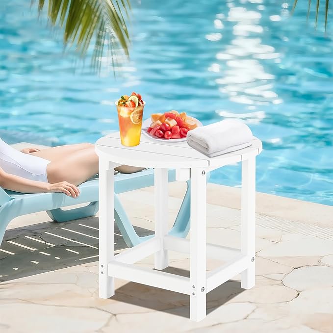 LZRS Round Adirondack Patio Side Table End Table, Outdoor Side Tables - Image 2
