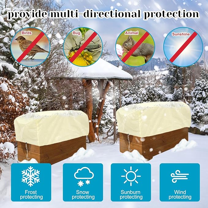 4 Pcs Rectangular Planter Box Cover Freeze Protection, Flower Box Covers Winter - Image 6