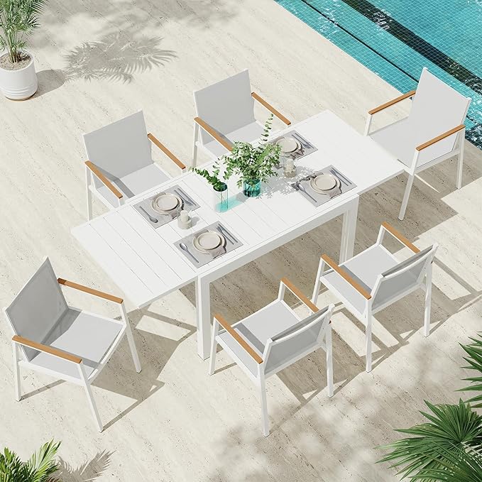 Outdoor Aluminum Patio Dining Table Set by Oasbira