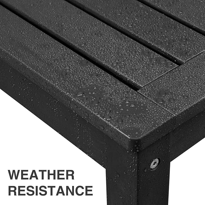 Psilvam Knight Bench, Two Person Outdoor Poly Lumber Patio Backless Bench - Image 4